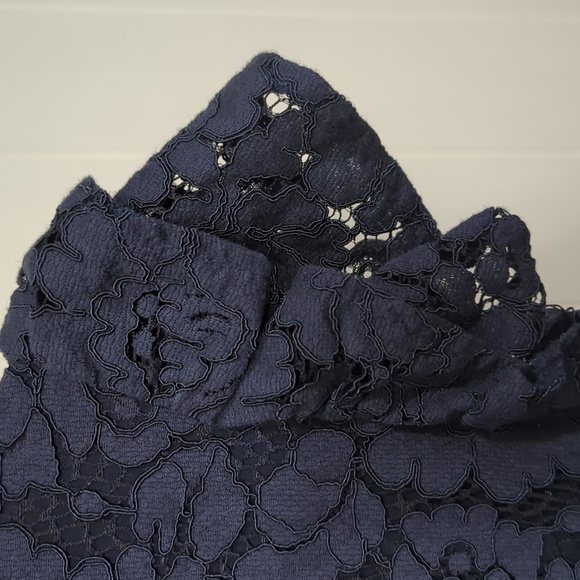 Like New Charles Henry Blue Lace Ruffle Arms Dress - Picture 7 of 9